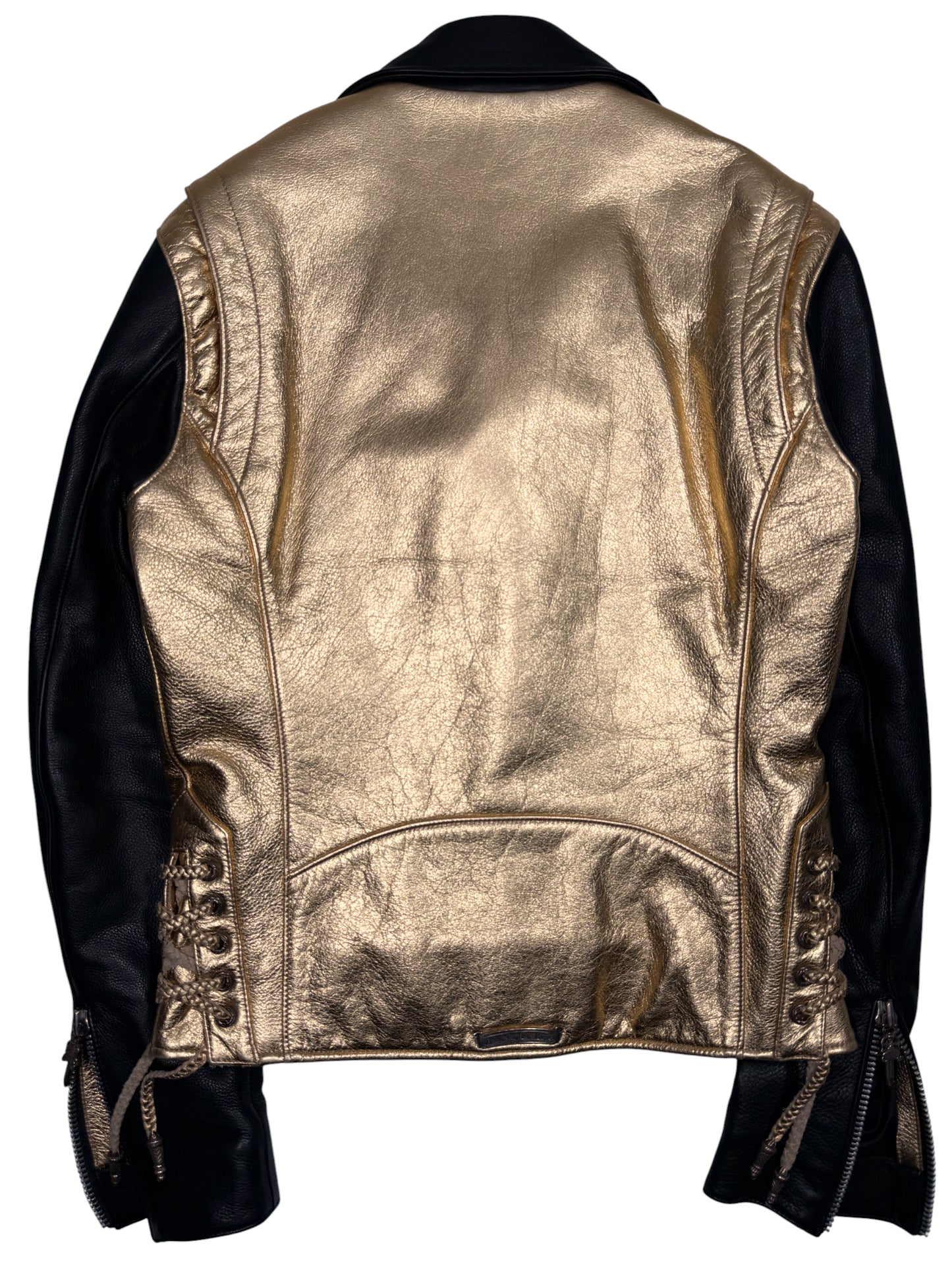 Chrome Hearts Scroll Label Sterling Silver Hardware Gold Leather Jacket