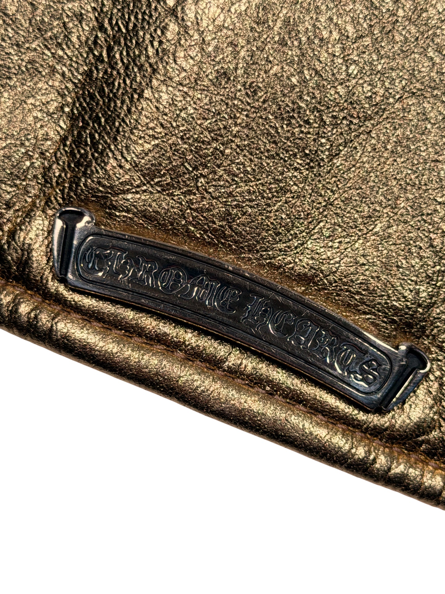 Chrome Hearts Braided Lace-Up Side Panel Gold Moto Jacket