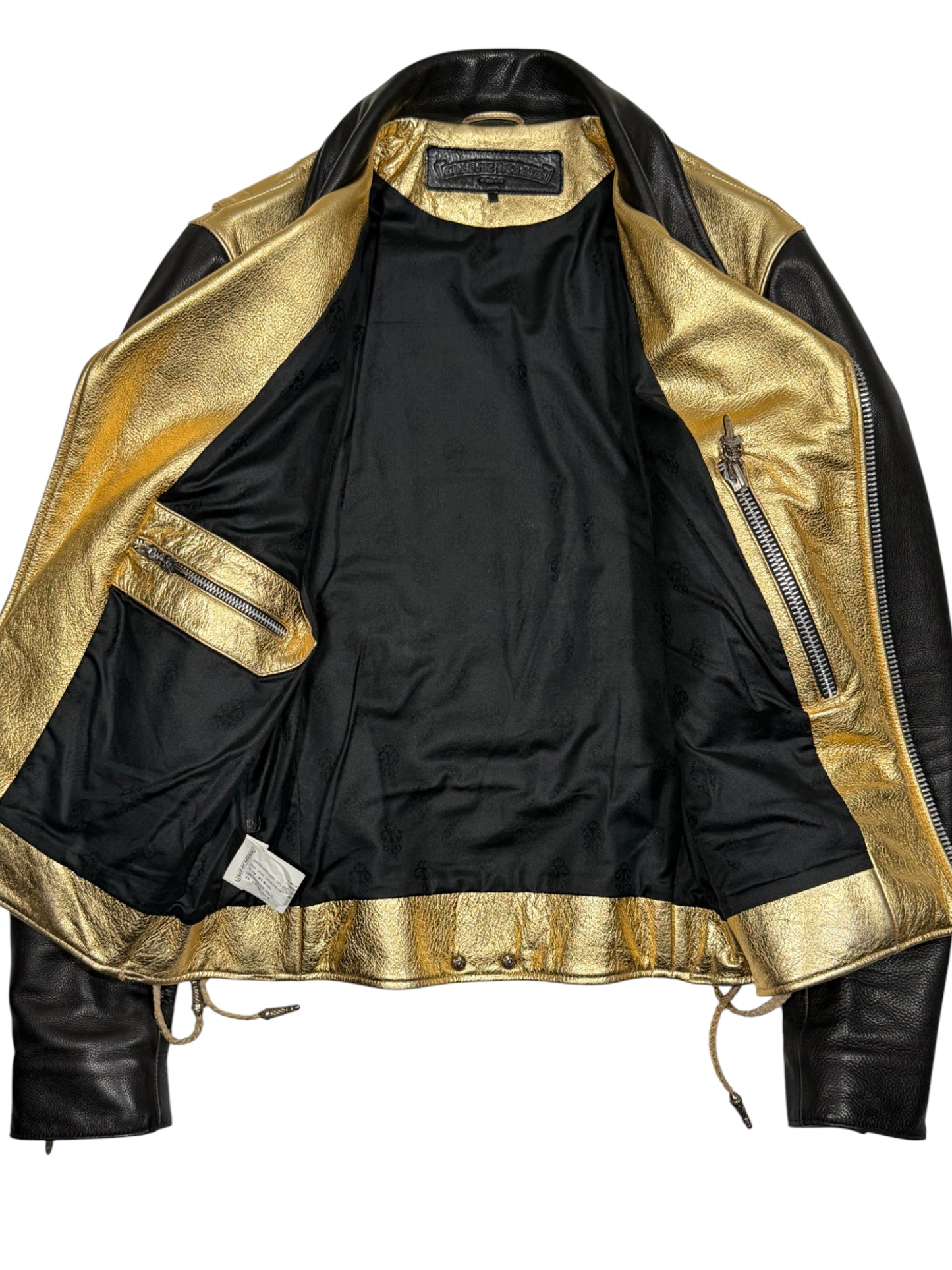 Chrome Hearts JJ Dean Floral Scroll Waist Buckle Gold Metallic Leather