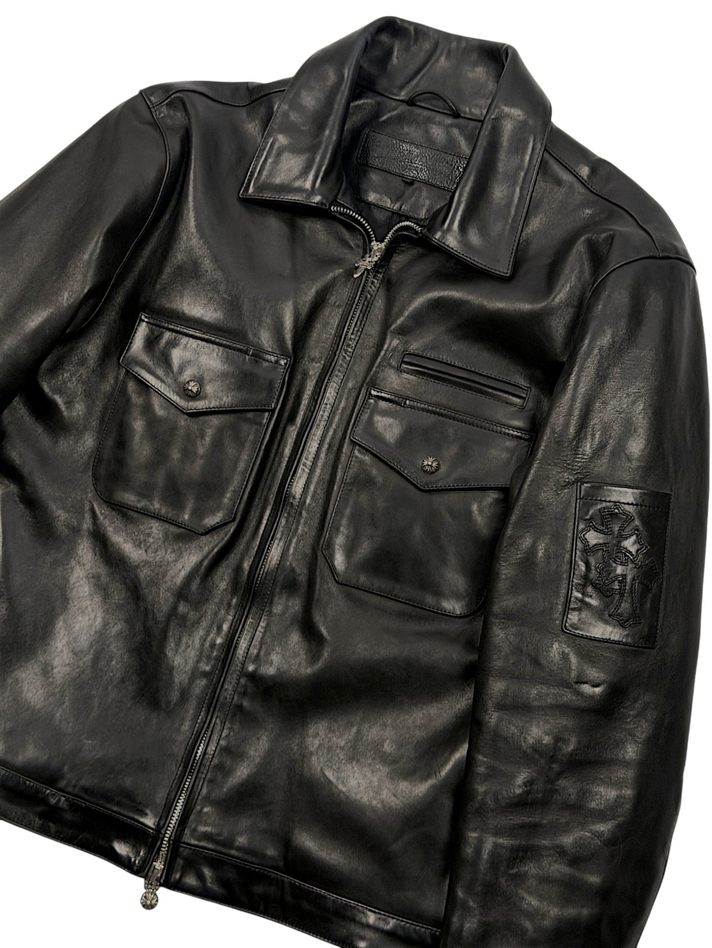 Chrome Hearts Horse Leather Jacket Cross Ball Buttons