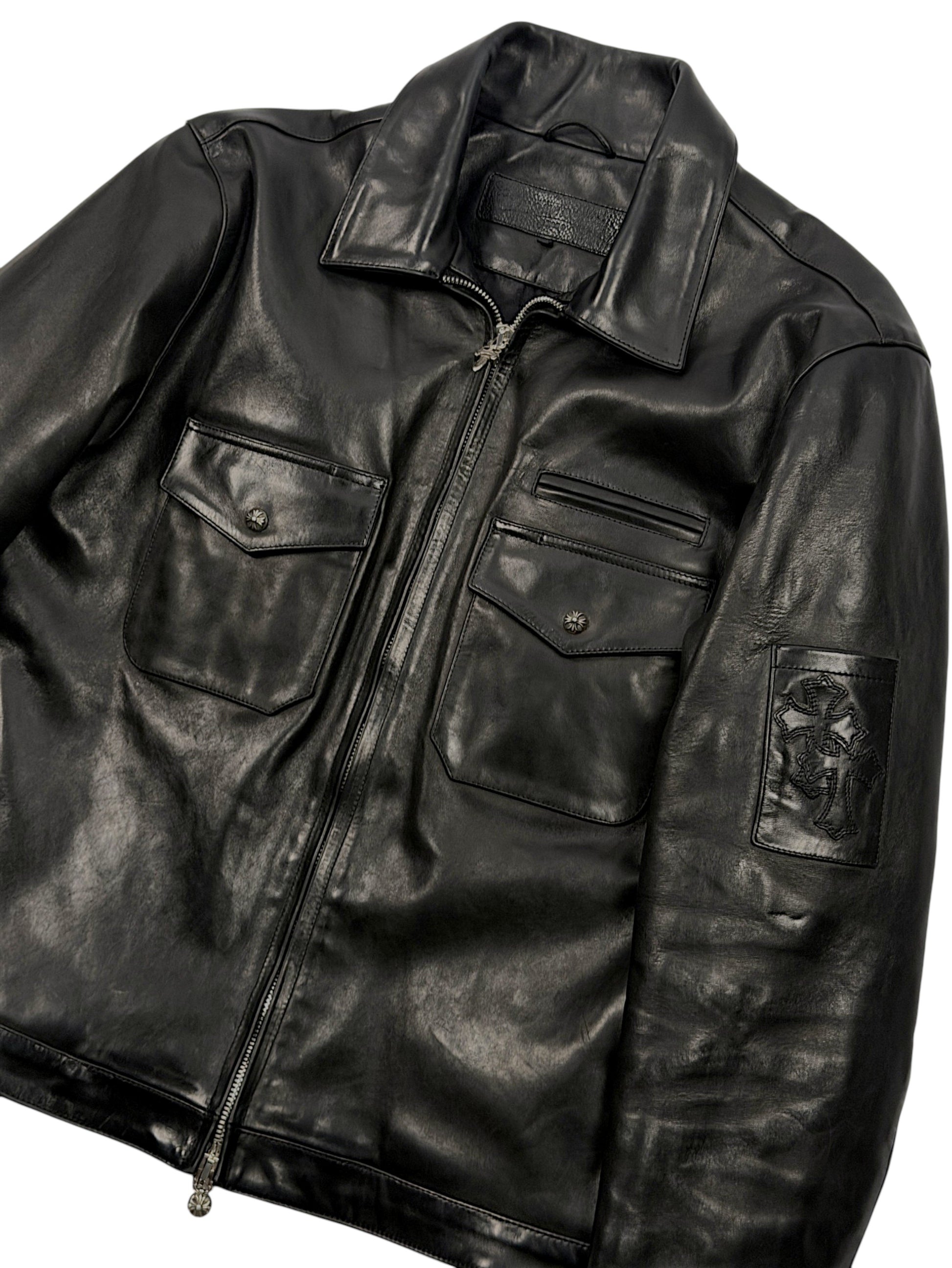 Chrome Hearts Horse Leather Jacket Cross Ball Buttons