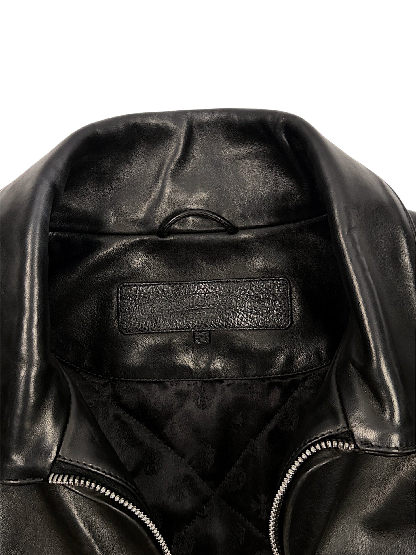 Chrome Hearts Embossed Leather Collar Tag KB24 Jacket