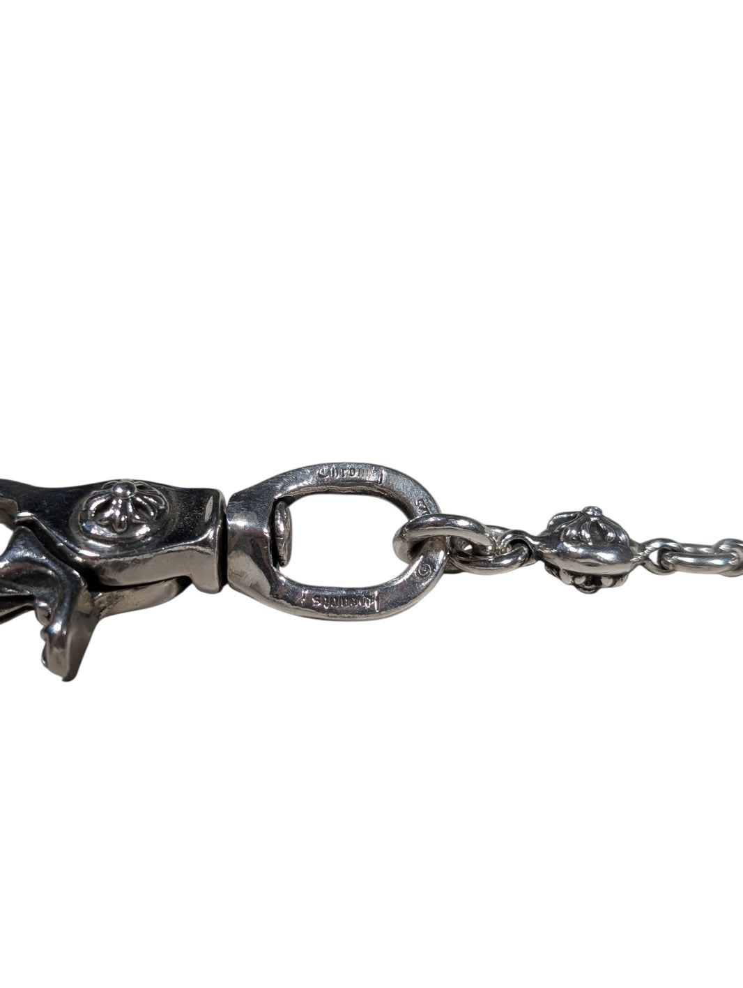 Chrome Hearts Silver Cross Ball Keychain Clip Ring Archival