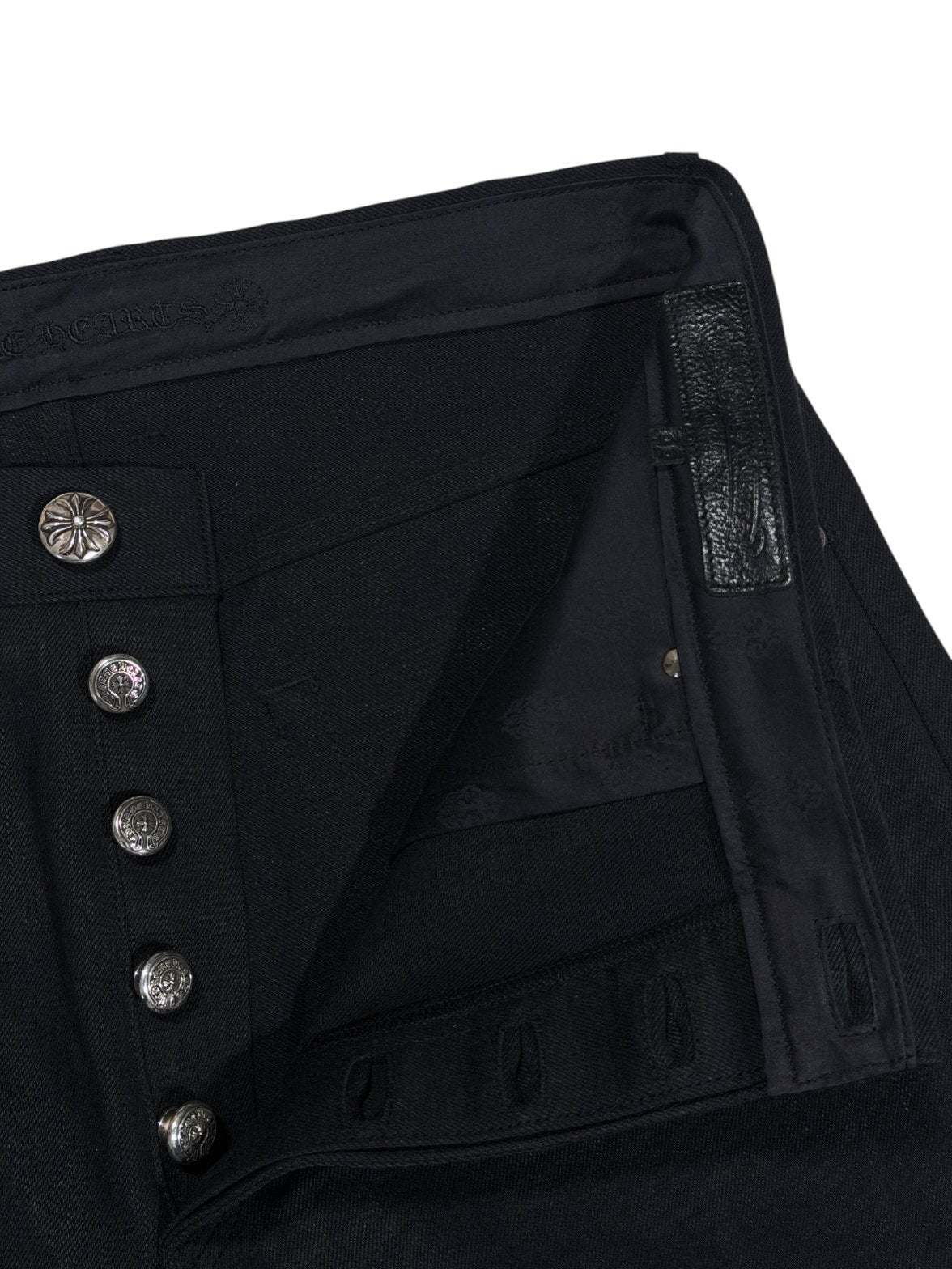 Chrome Hearts Sterling Silver Cross Button Fly Selvedge Denim