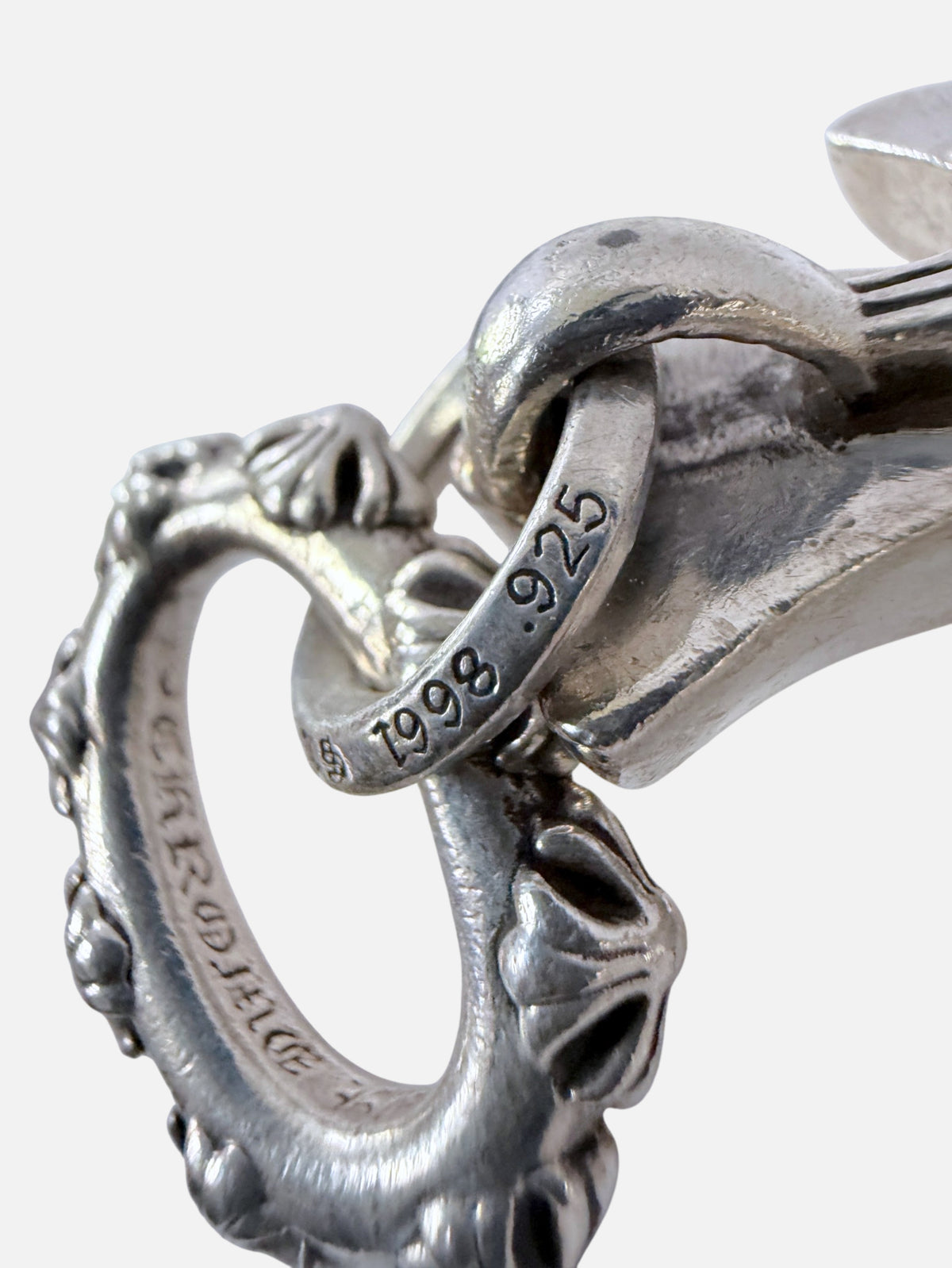 .925 Silver Chrome Hearts Triple Cross Necklace Charm