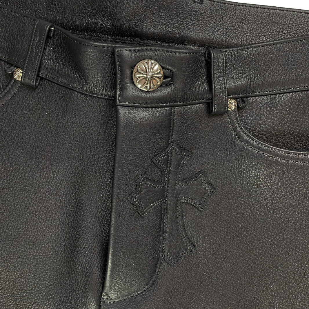 Chrome Hearts Leather Chino Cross Patch Pants Authenticated Designer