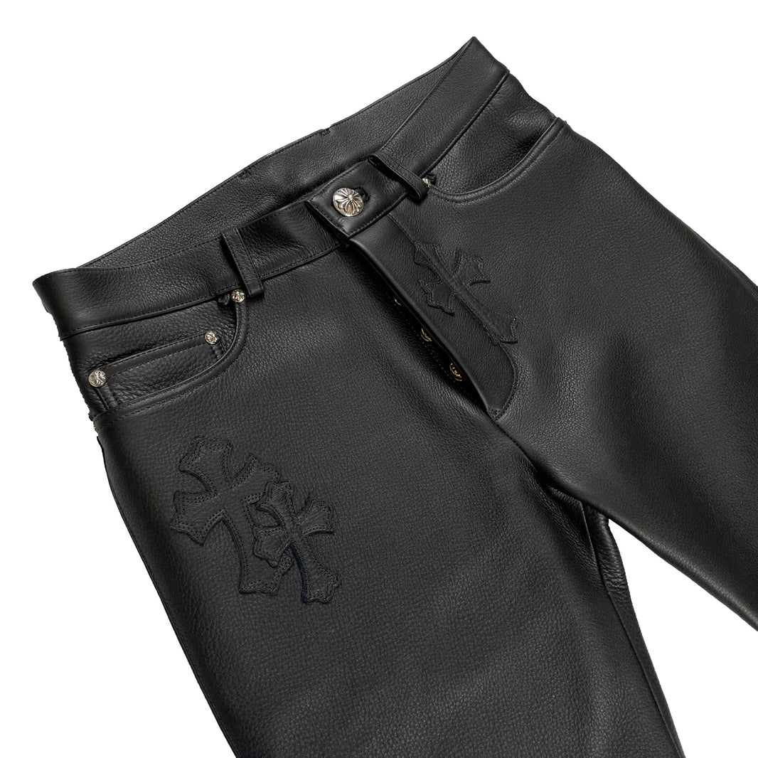 Chrome Hearts Leather Chino Cross Patch Pants Archival