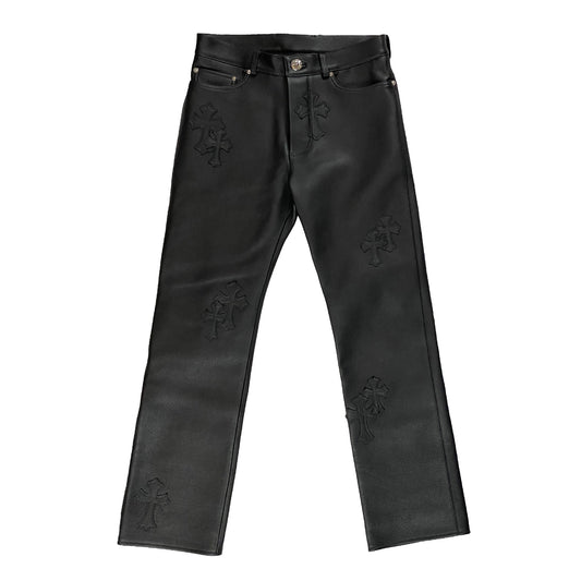 Chrome Hearts Leather Chino Cross Patch Pants Authentic Pants