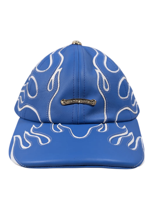 Chrome Hearts Blue Leather Flame Hat Authentic Hats