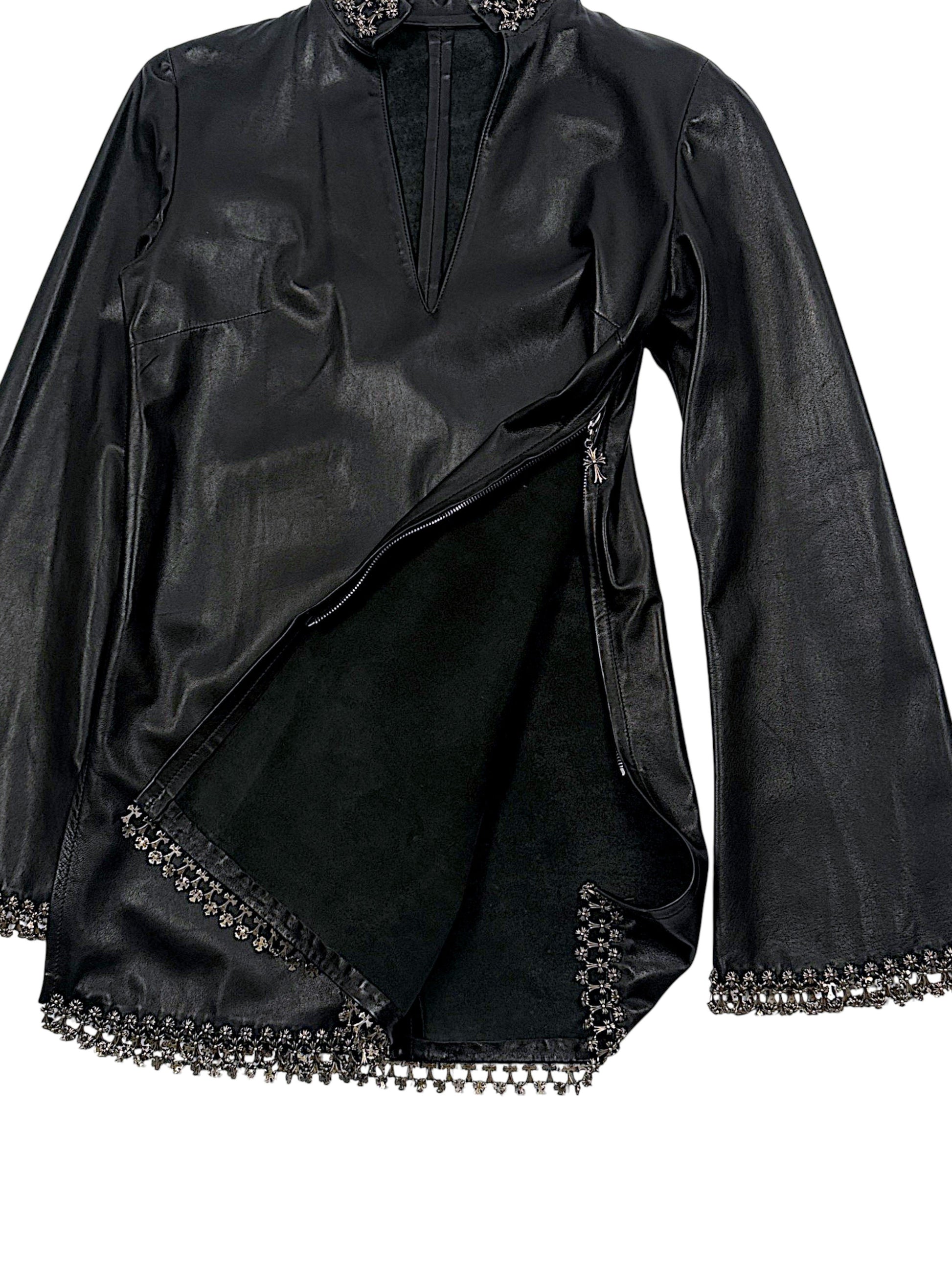 Chrome Hearts Leather Tunic Side Cross Zip Silver Charm