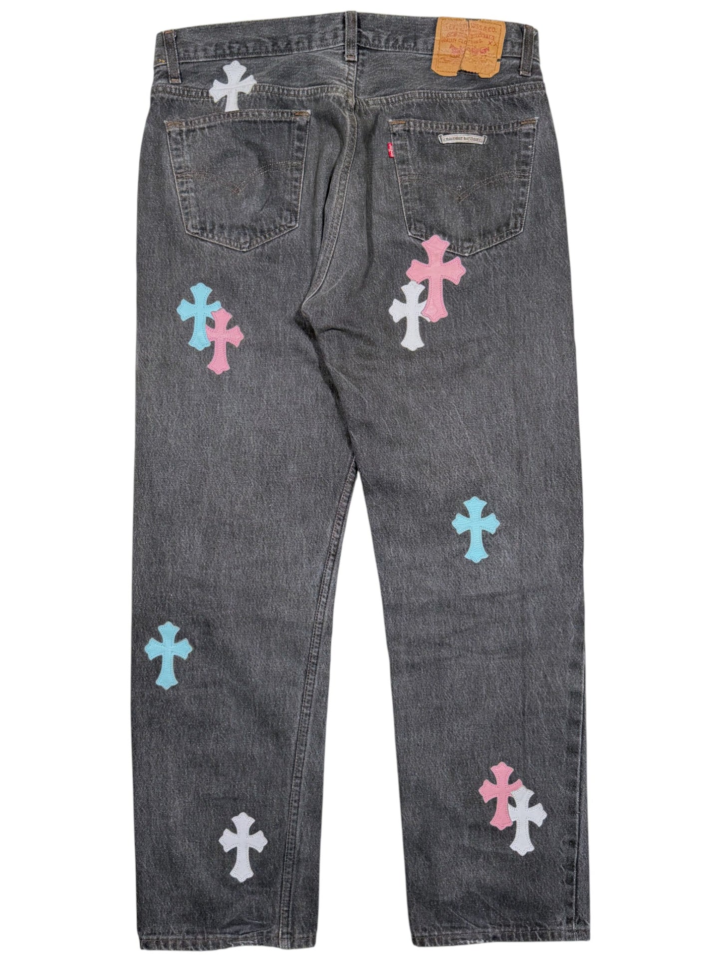 Chrome Hearts 1/1 Cross Patch Levi's 501 Jeans Sterling Silver Hardware