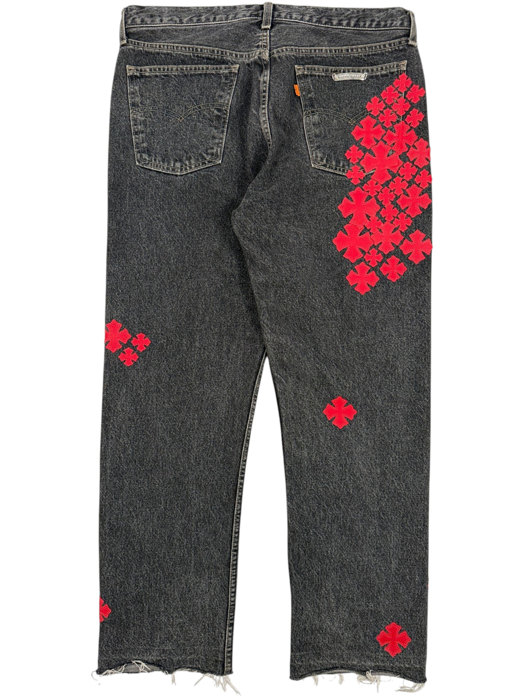 Red Plus Patch Cluster Chrome Hearts Grey Jeans