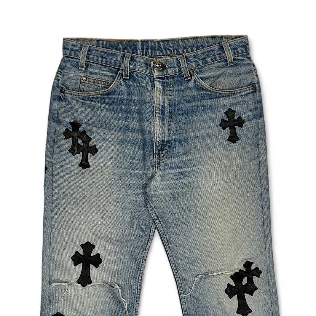 Chrome Hearts Blue Cross Patch Levi's Jeans Verified YP Collective