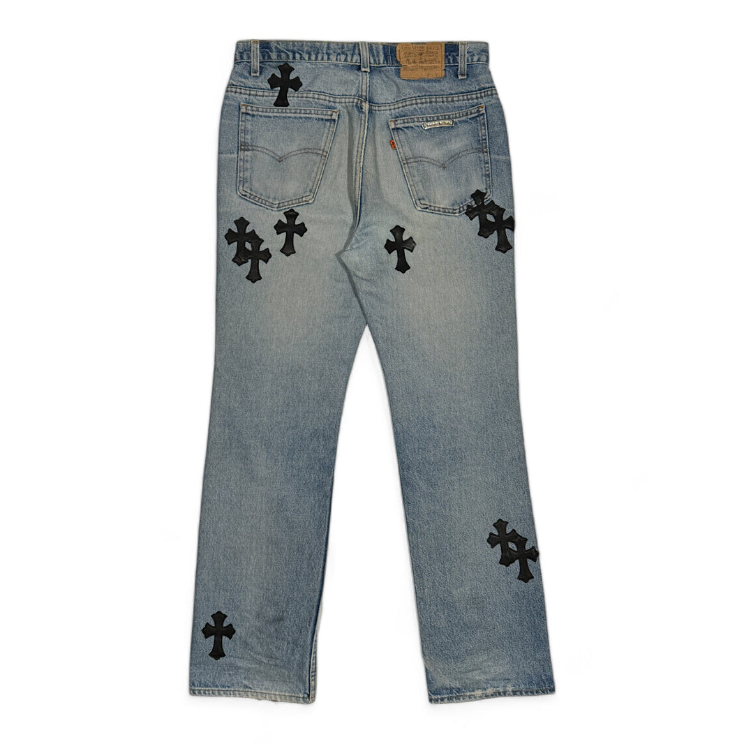 Chrome Hearts Blue Cross Patch Levi's Jeans Sterling Silver Hardware