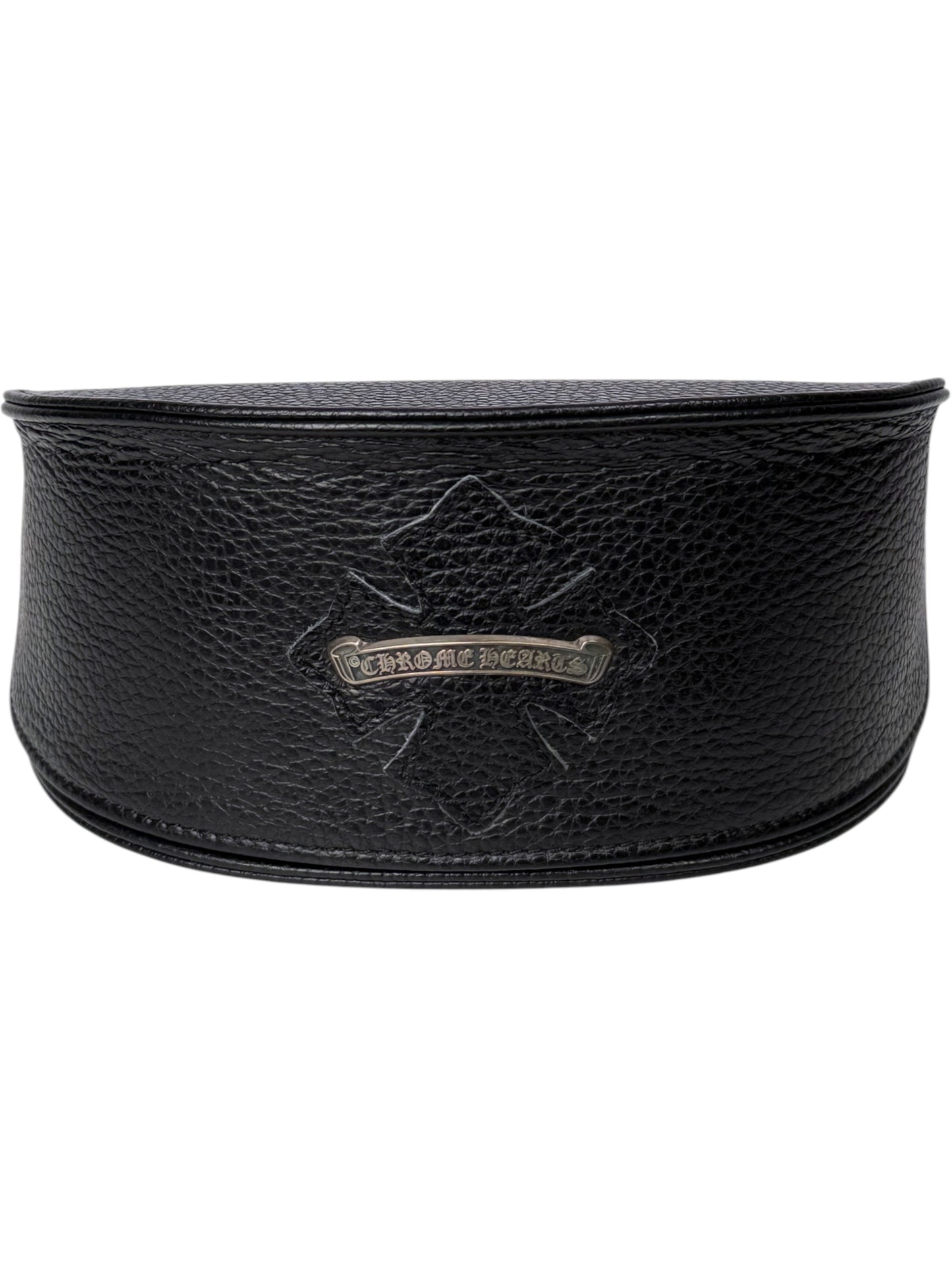 Chrome Hearts Sterling Silver Cross Leather Sunglasses Case Black