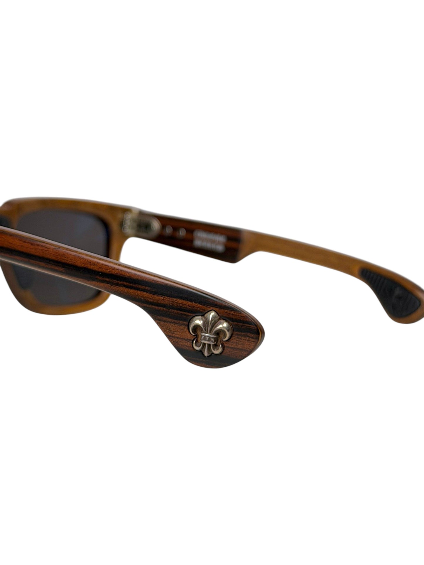 Fleur de Lis Silver Accent Chrome Hearts Lilith Wood Sunglasses
