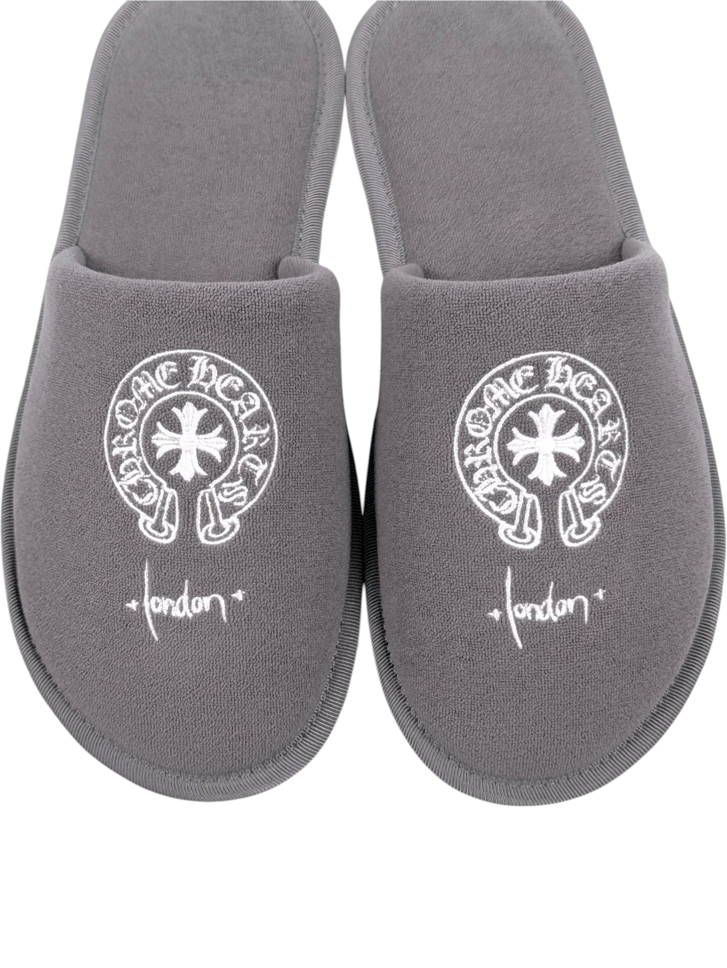 Embroidered Chrome Hearts London Script Horseshoe Logo Slippers