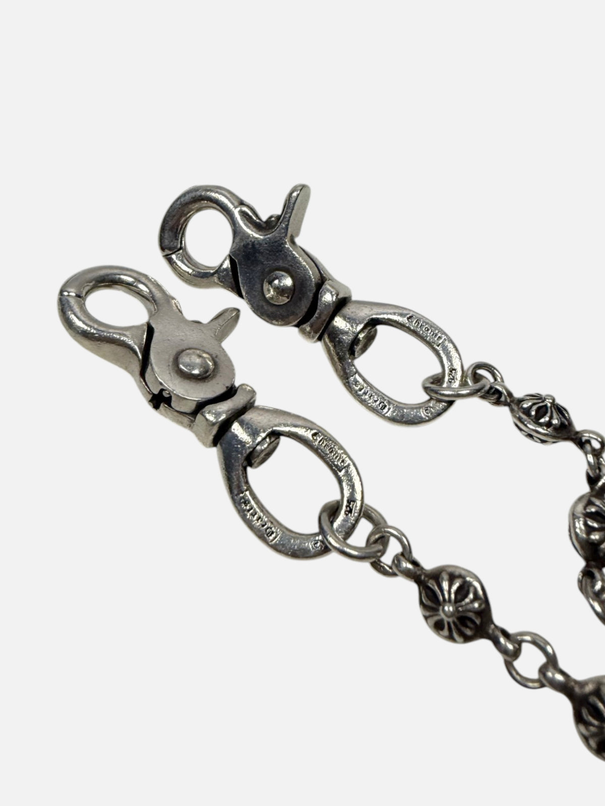 Oxidized .925 Silver Chrome Hearts Cross Ball Lobster Clasp Chain