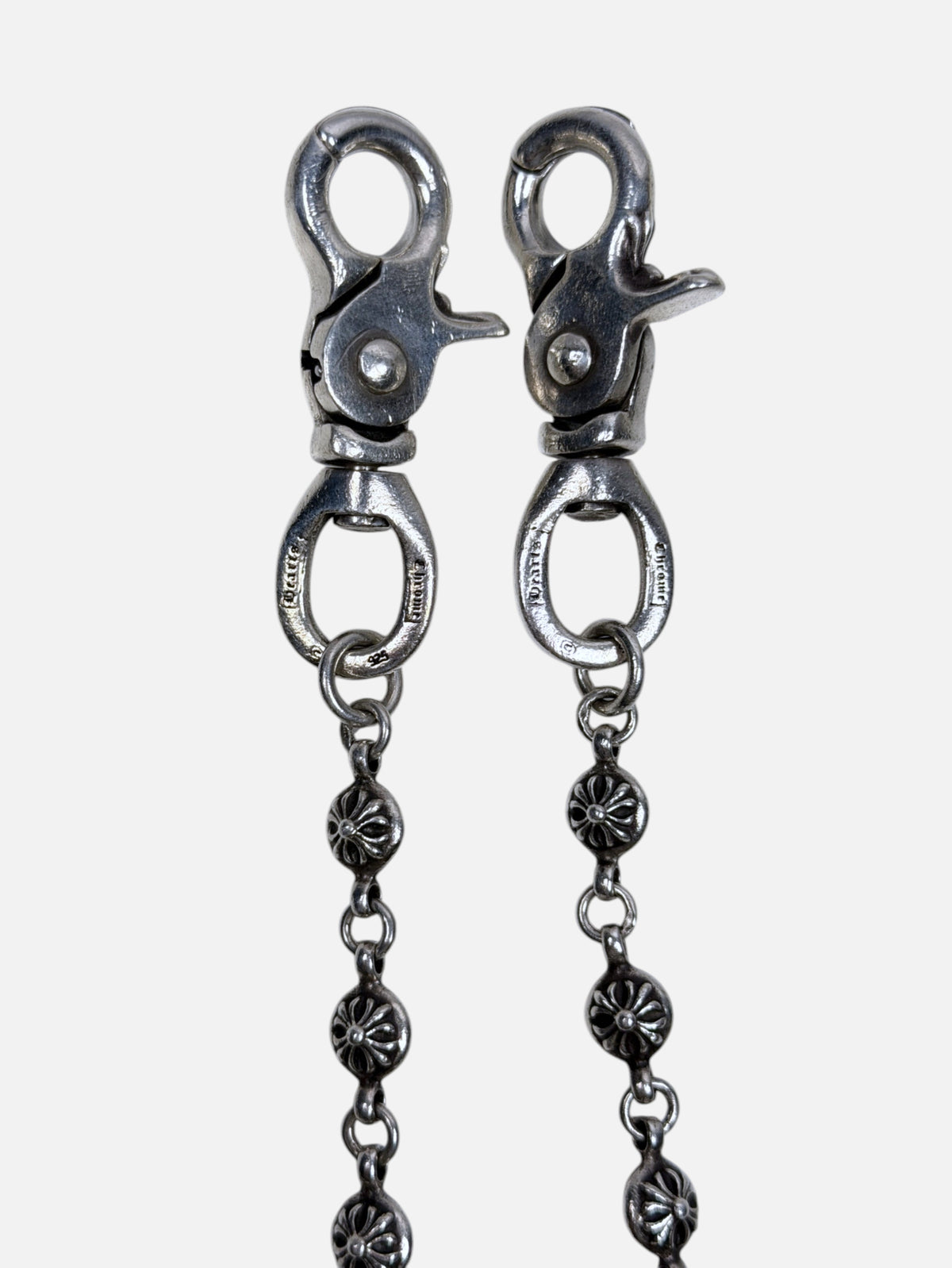 Silver Snap Hook Clasps Chrome Hearts Cross Ball Wallet Chain