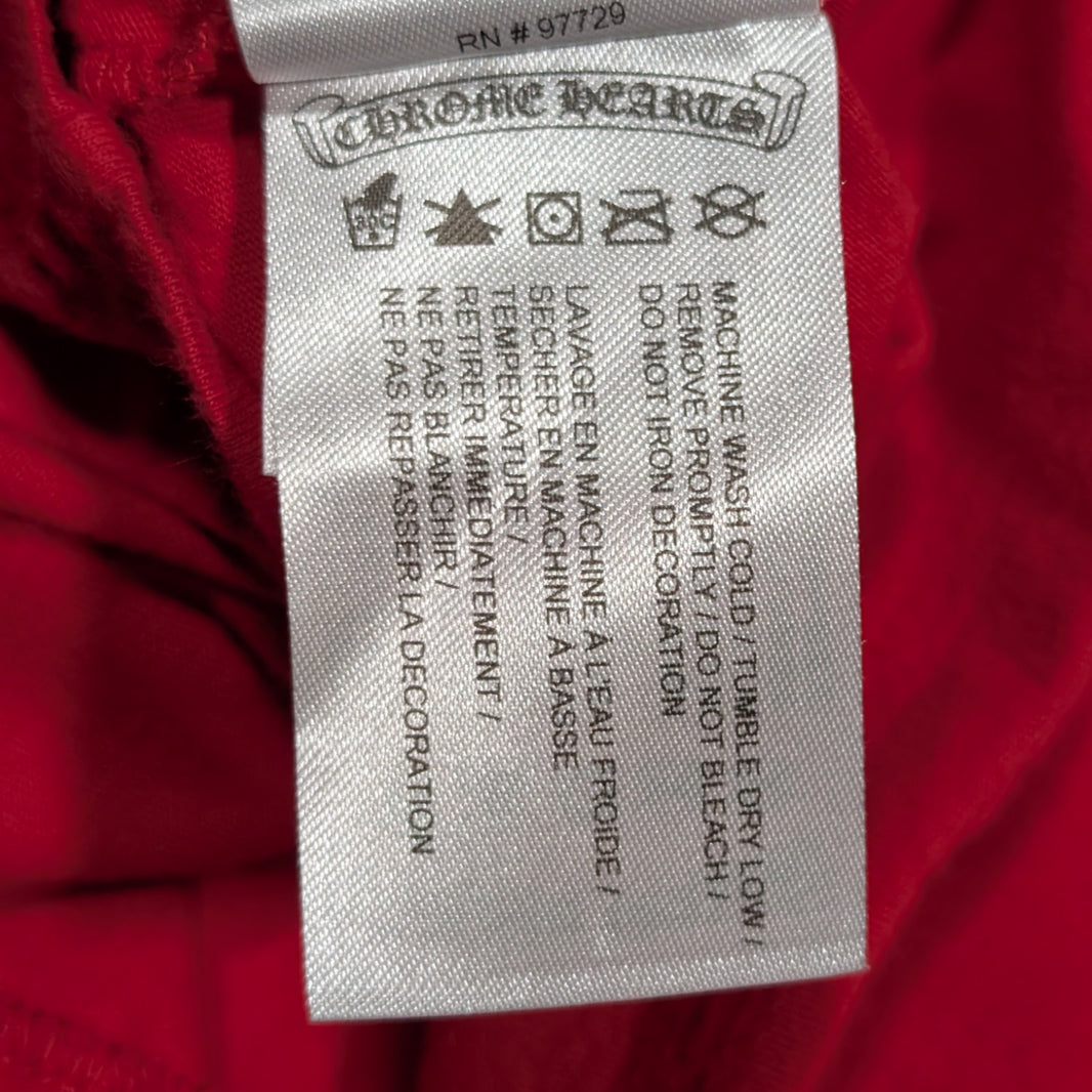 Chrome Hearts Red Scroll CH Logo LS Pocket T-Shirt Authenticated Designer