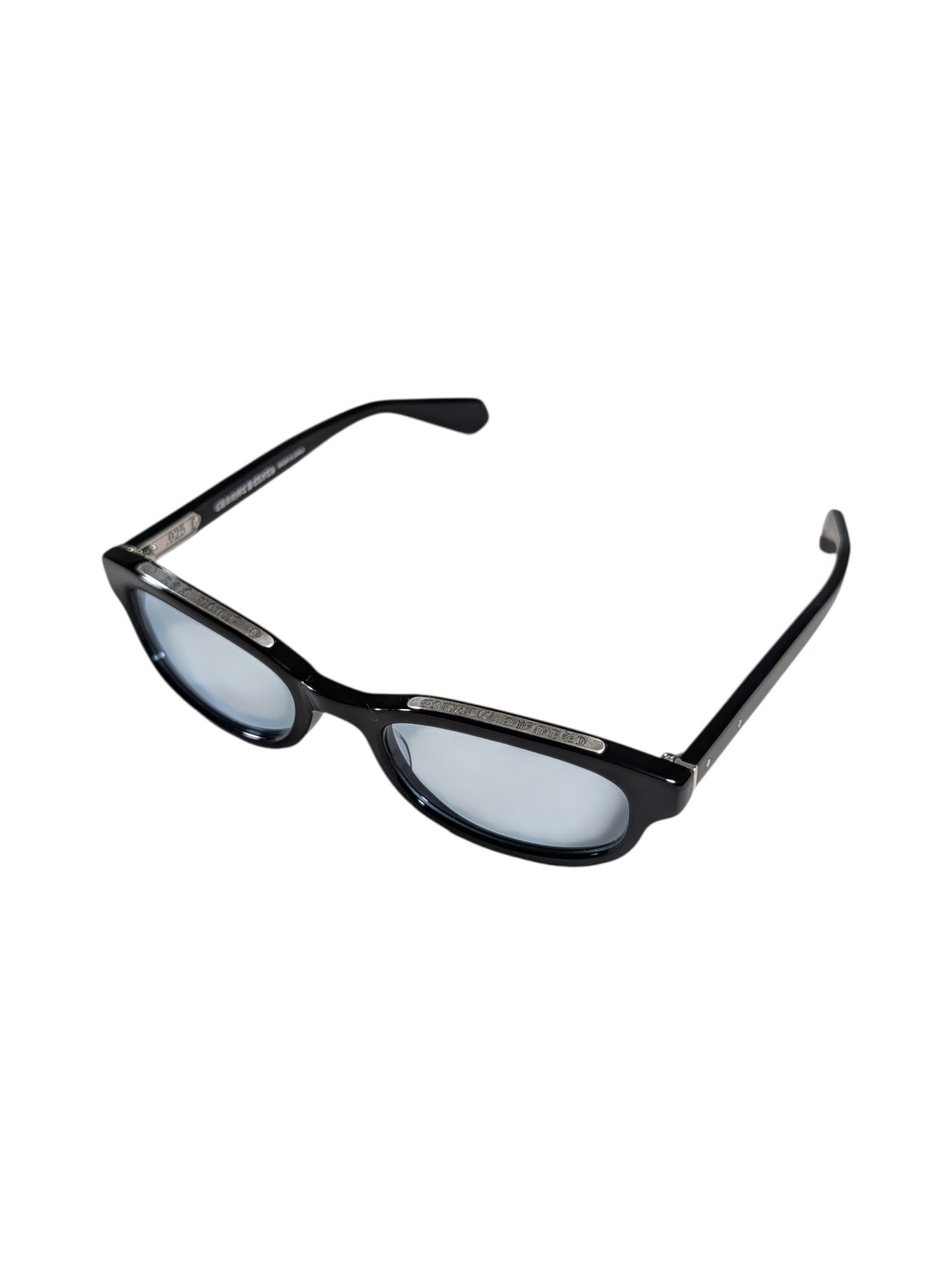 Chrome Hearts Lowrider Sunglasses Black Acetate Blue Lens Silver Hardware