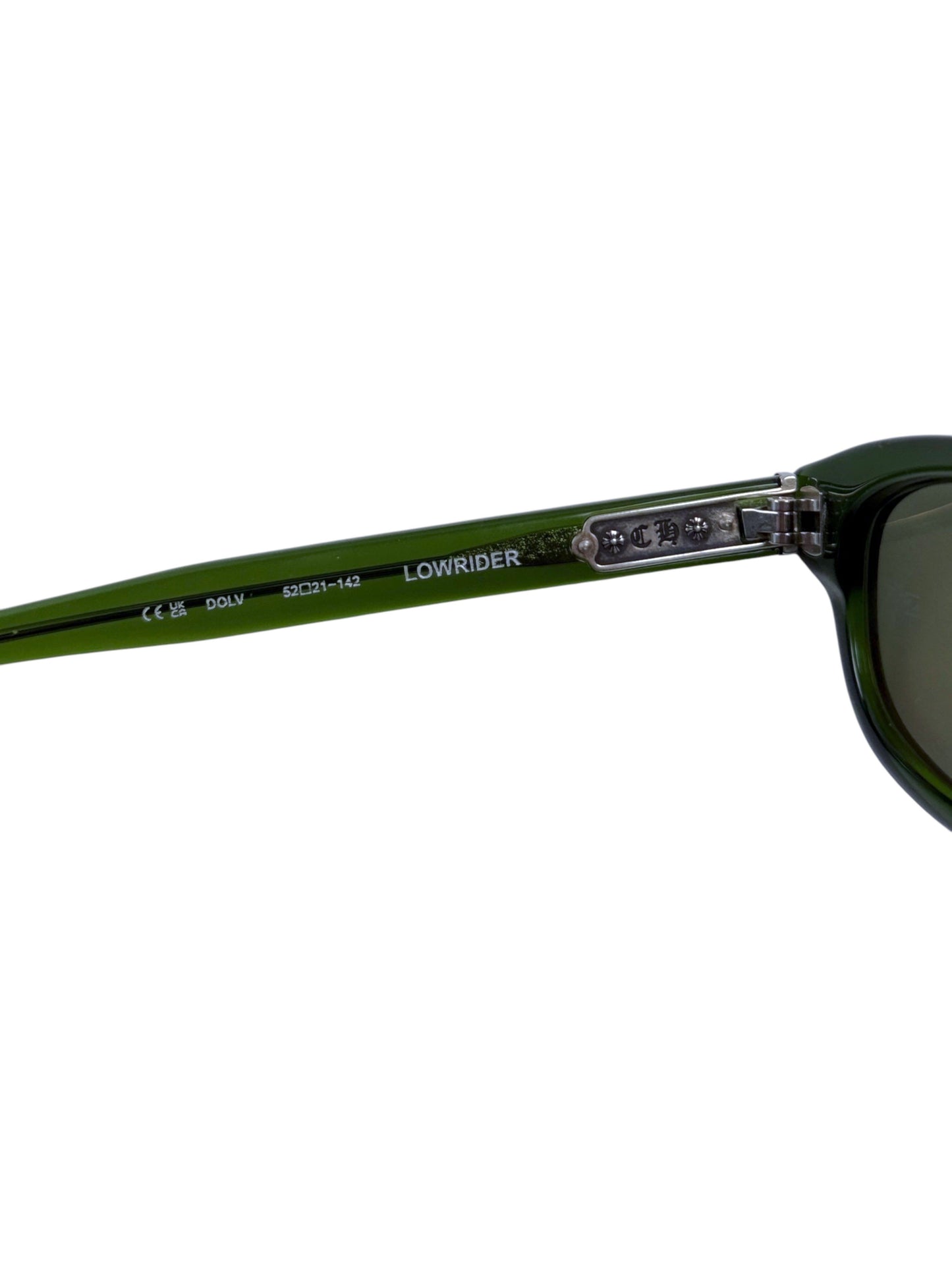 Lowrider Model Stamp on Chrome Hearts Dark Green Sunglasses Temple
