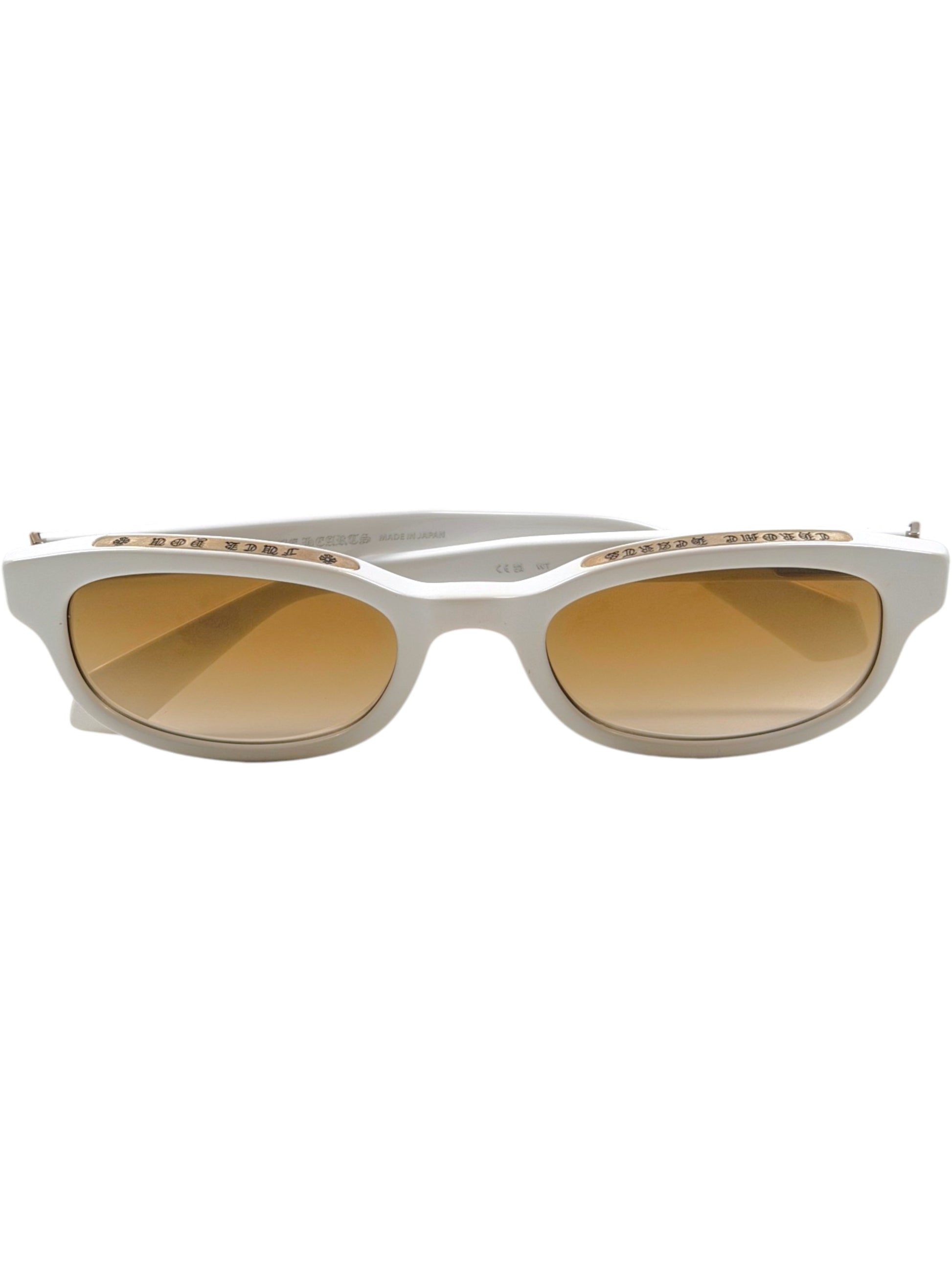 Amber Gradient Lenses on Chrome Hearts Lowrider White Sunglasses