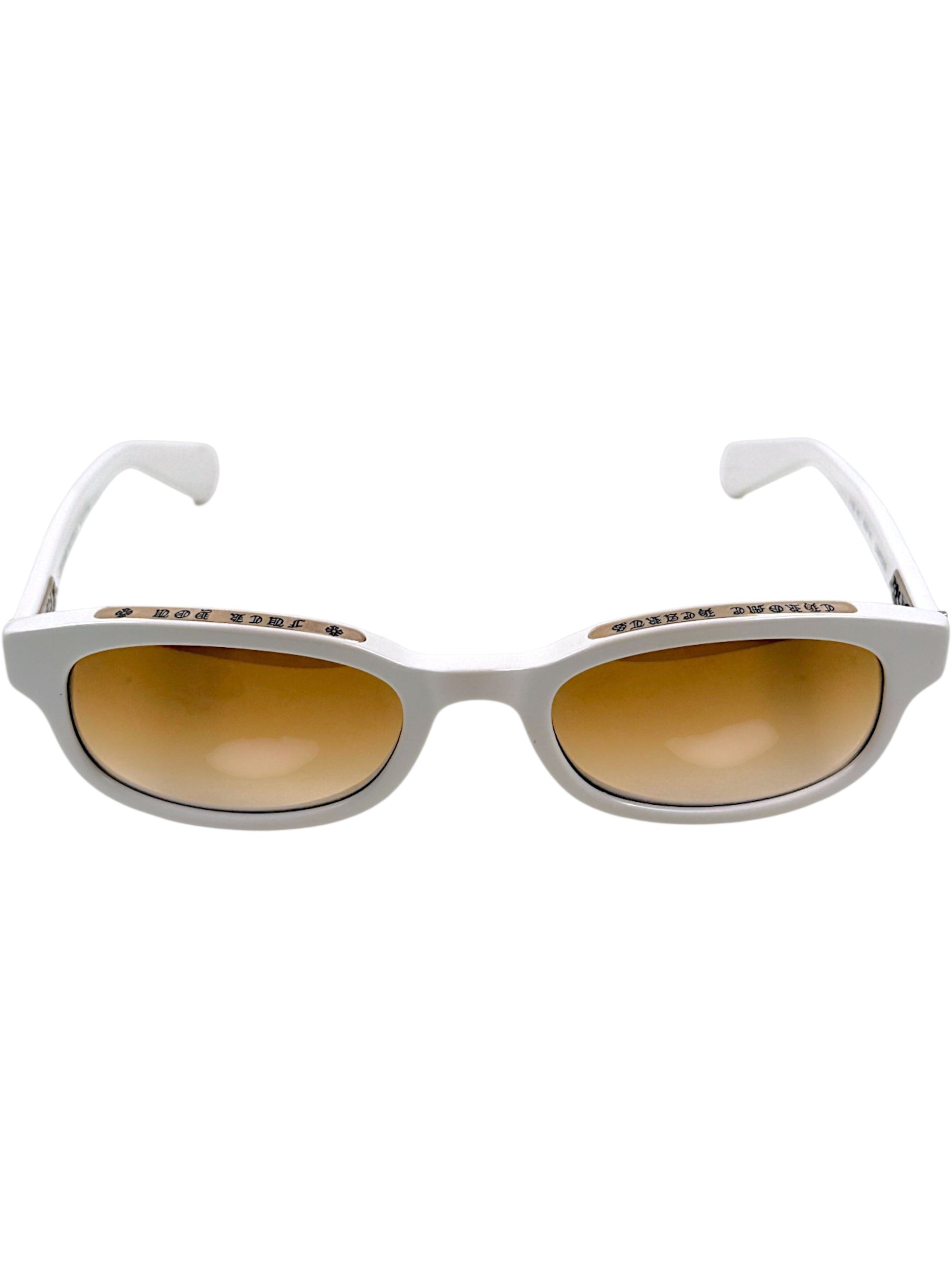 Chrome Hearts Fuck You Engraved Temple White Lowrider Sunglasses