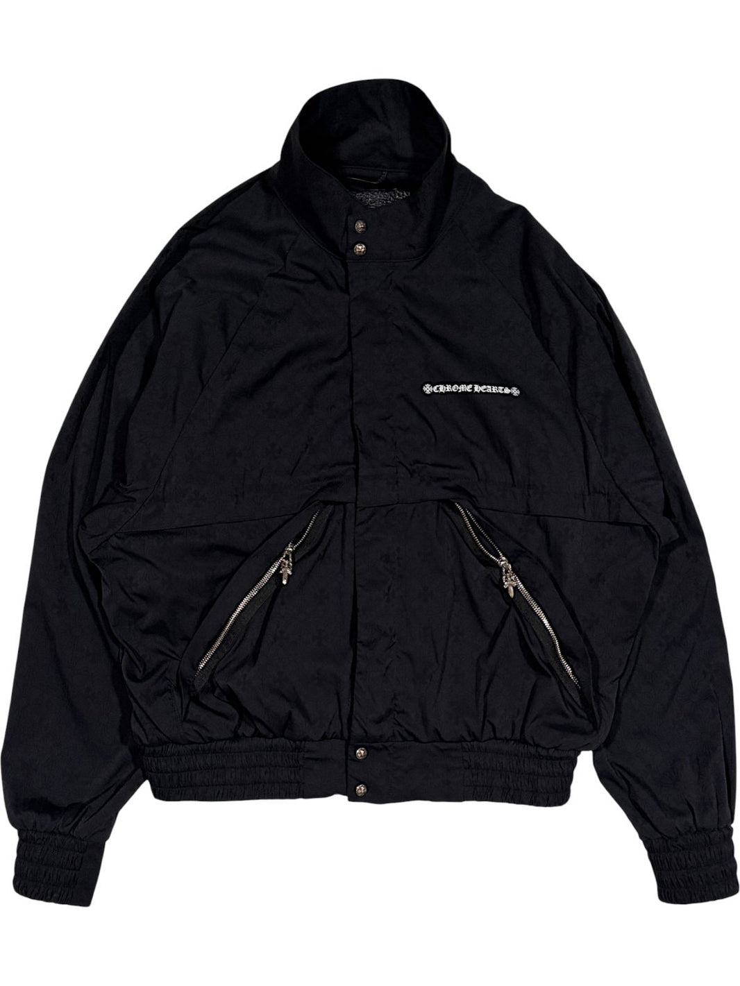 Chrome Hearts Match Point Track Jacket Navy Nylon Tonal Cross Jacquard