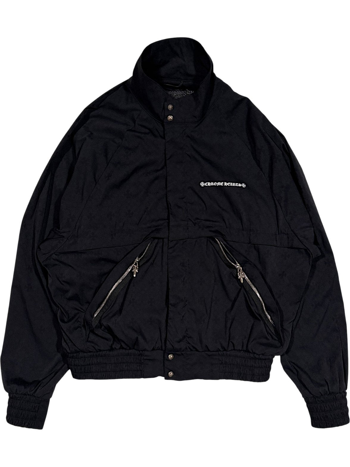 Chrome Hearts Match Point Track Jacket Navy Nylon Tonal Cross Jacquard