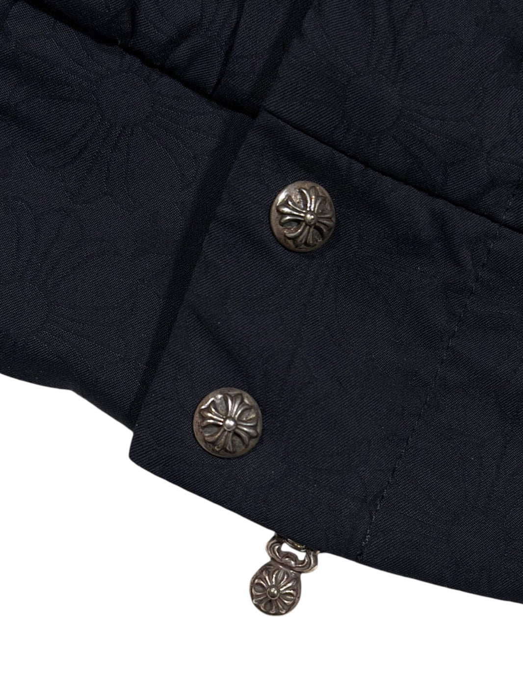Sterling Silver Floral Cross Snap Buttons Chrome Hearts Jacket Hardware
