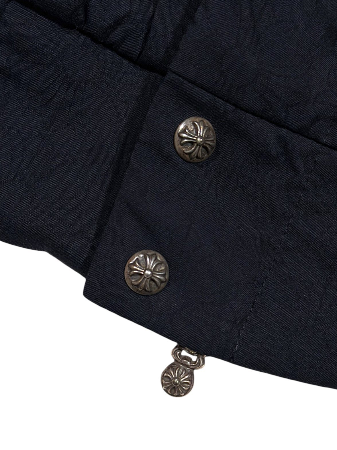 Sterling Silver Floral Cross Snap Buttons Chrome Hearts Jacket Hardware