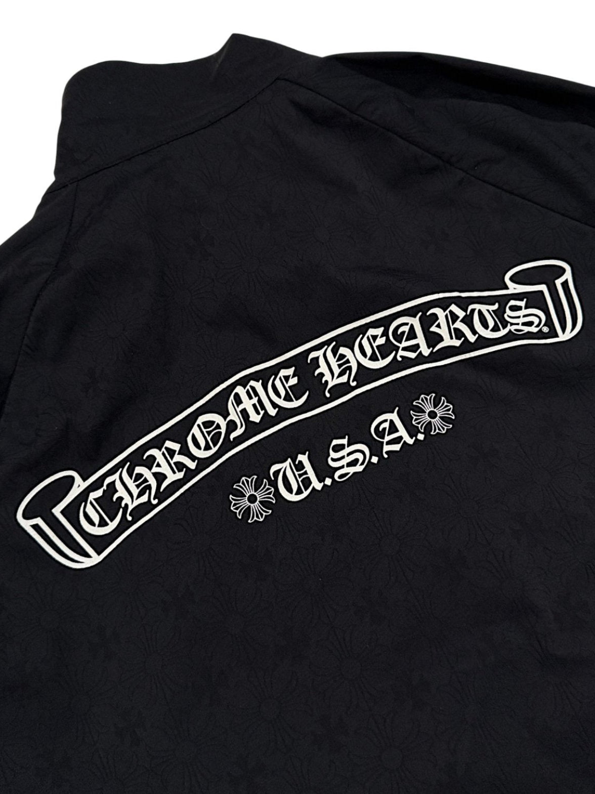 Chrome Hearts Match Point Back Graphic USA Scroll Embroidered Detail