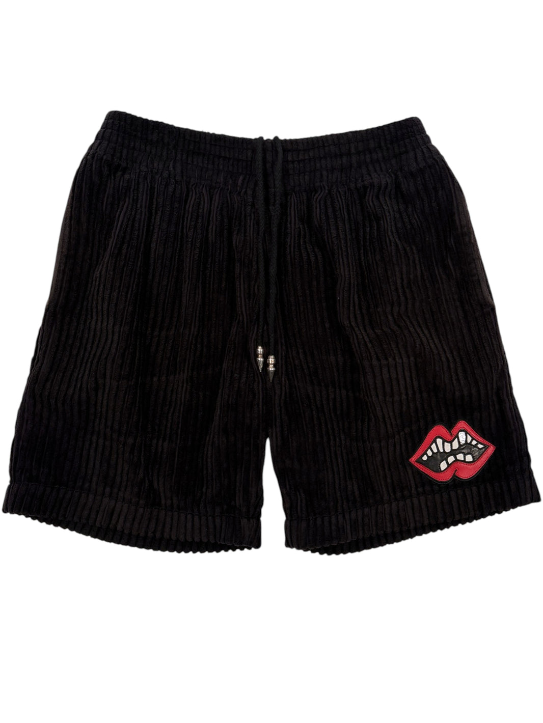 Chrome Hearts Matty Boy Chomper Corduroy Shorts Black Red Leather Lips
