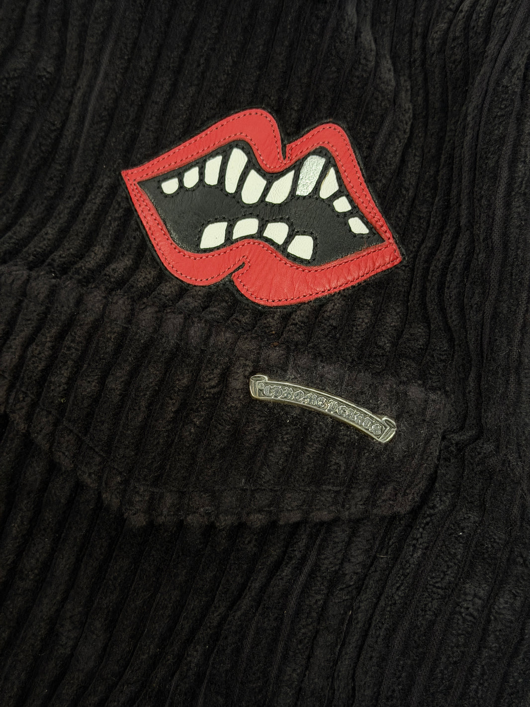 Red Leather Chomper Lips Patch Chrome Hearts Matty Boy Shirt