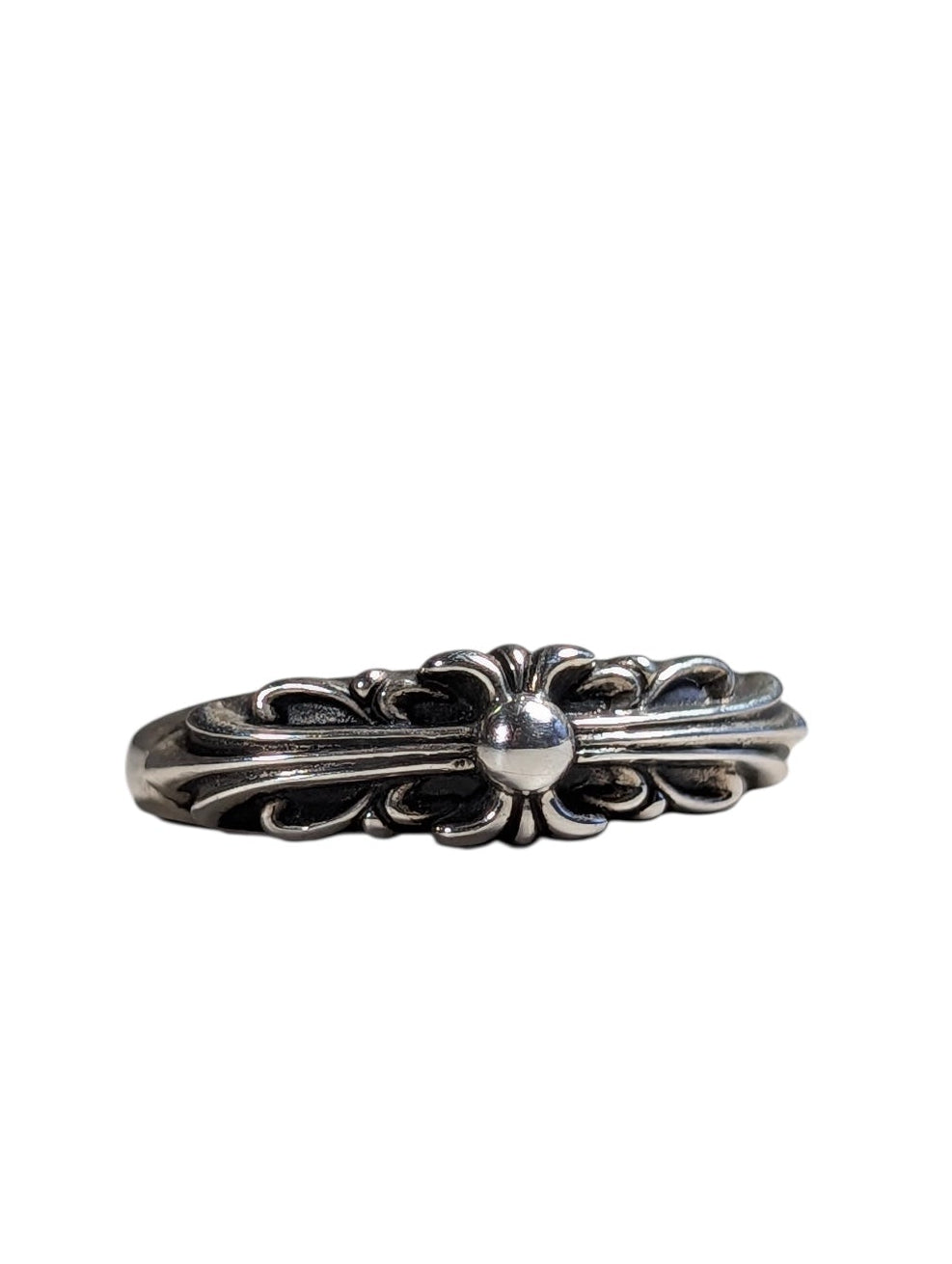 Baby Classic Floral Cross Ring Silver