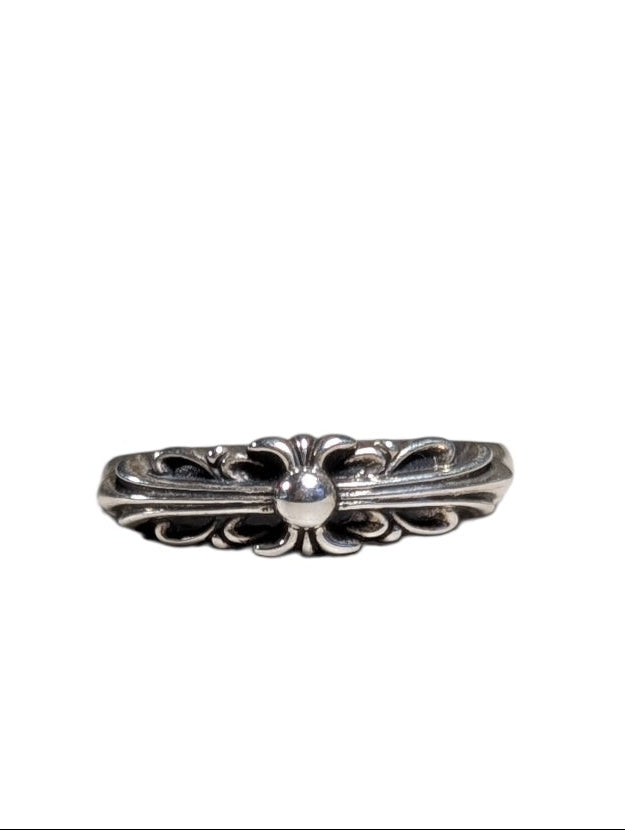 Baby Classic Floral Cross Ring Silver