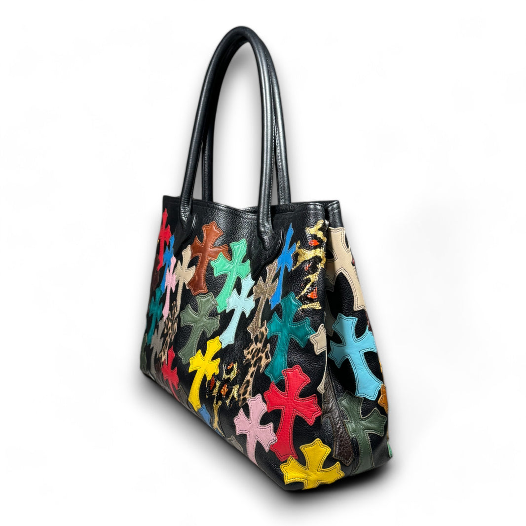 Chrome Hearts Multi Color Cross Patch Tote Bag Sterling Silver Hardware
