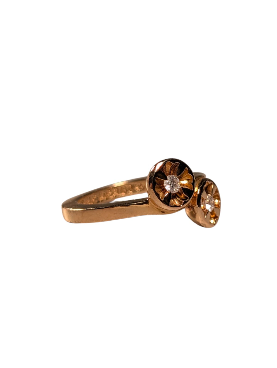 Chrome Hearts Gold Double Negative CH Plus Nail Diamond Ring Sterling Silver Hardware