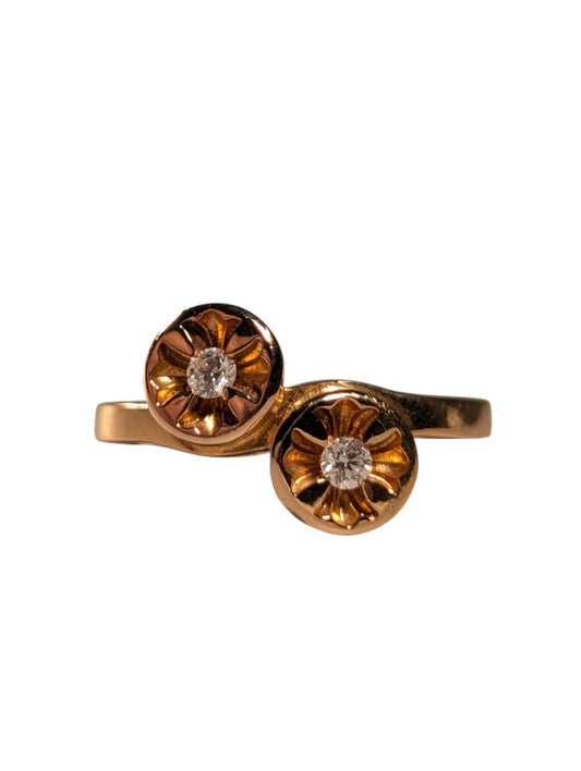 Chrome Hearts Gold Double Negative CH Plus Nail Diamond Ring Authentic Rings