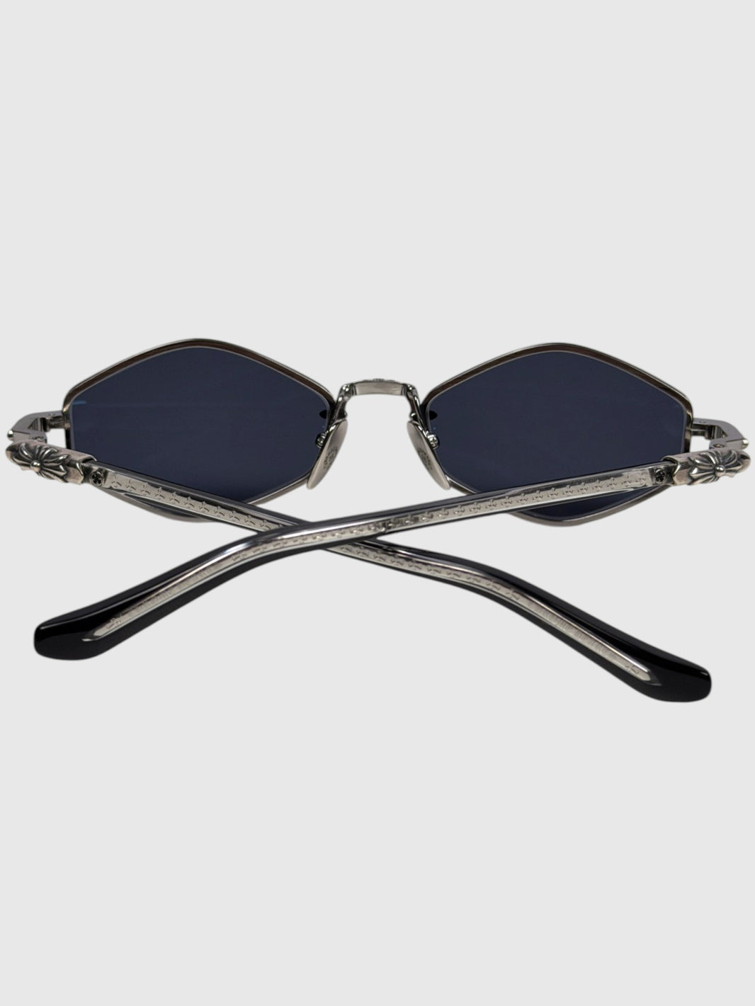 Clear Temples with Silver Cross Inlay Chrome Hearts Nip Slip
