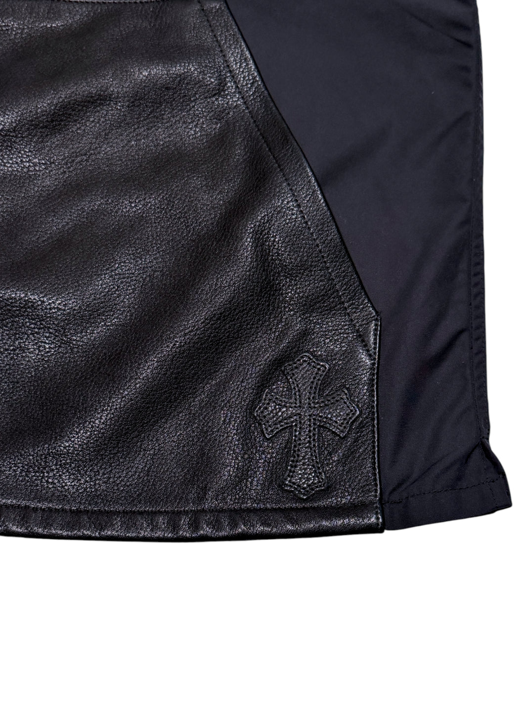 Chrome Hearts Nylon Leather Cross Patch Zip Up Shirt Sedated Verified YP Collective