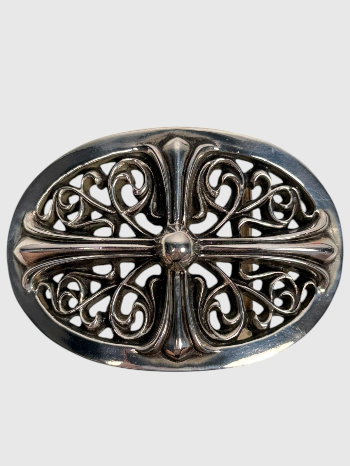 Chrome Hearts Oval Cross Belt Buckle .925 Sterling Silver