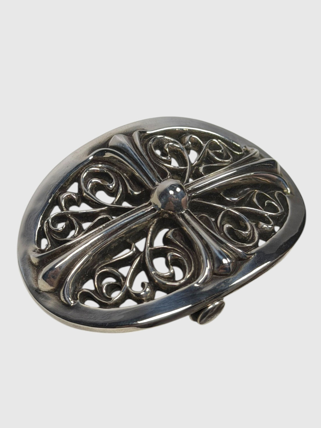 Sterling Silver Filigree Scroll Chrome Hearts Cross Buckle
