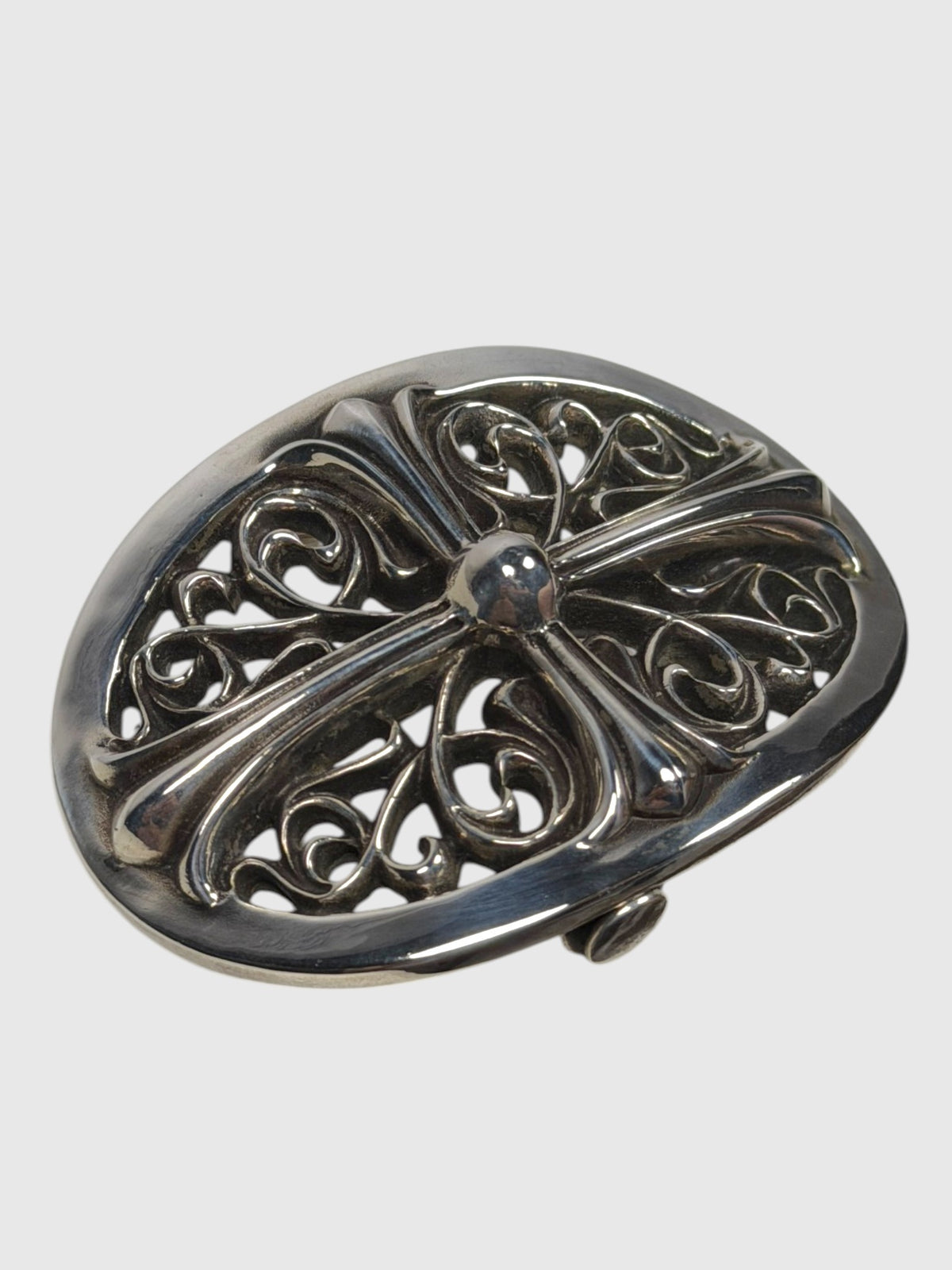 Sterling Silver Filigree Scroll Chrome Hearts Cross Buckle