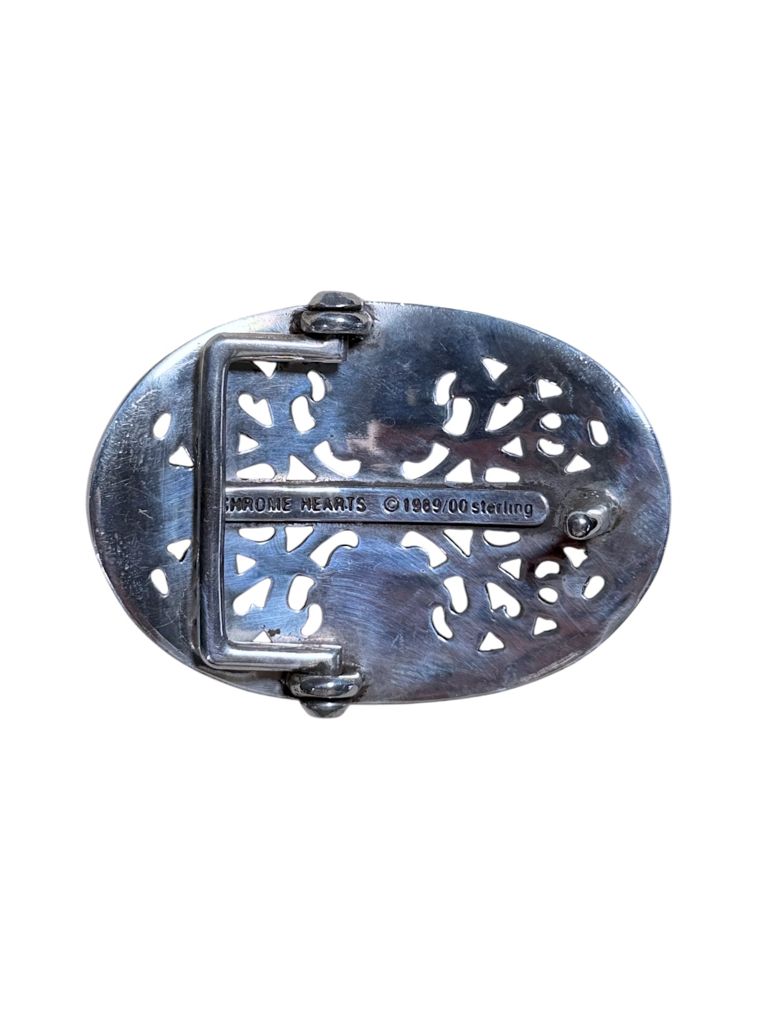 Oval Cross Belt Buckle Chrome Hearts Silver Floral Cross