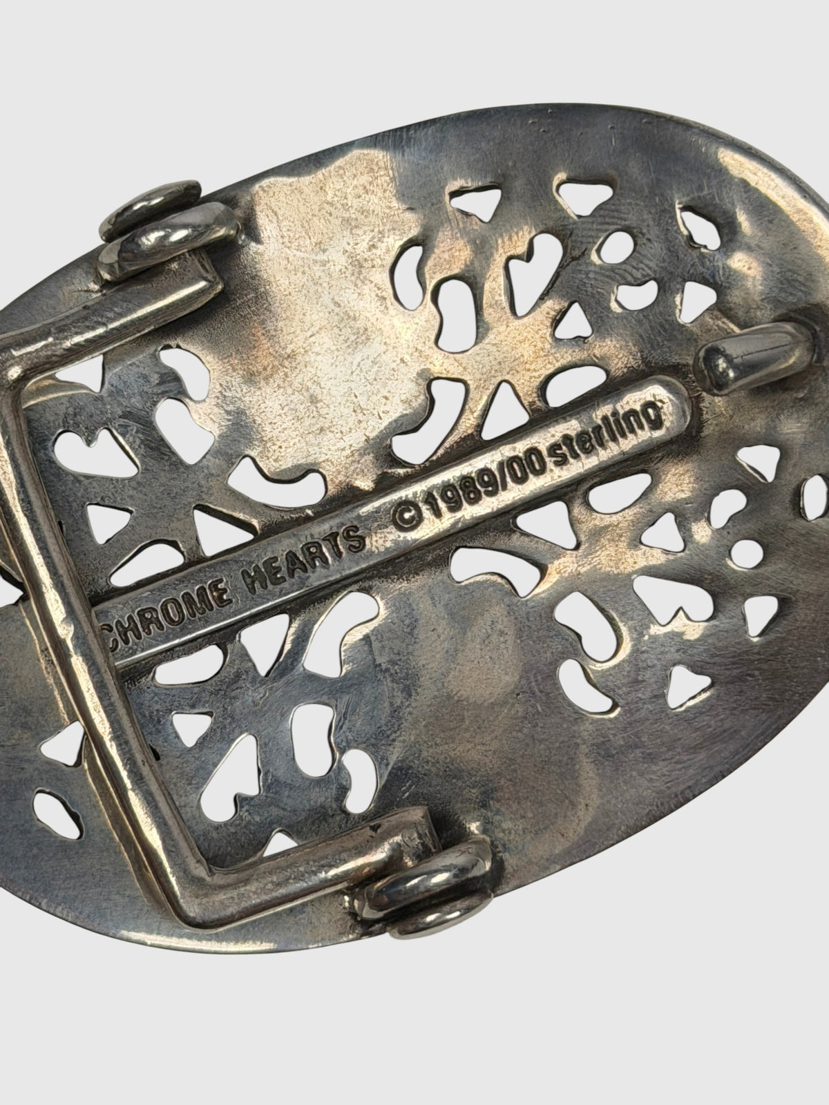 Vintage Chrome Hearts Oval Buckle Silver Cross Hardware