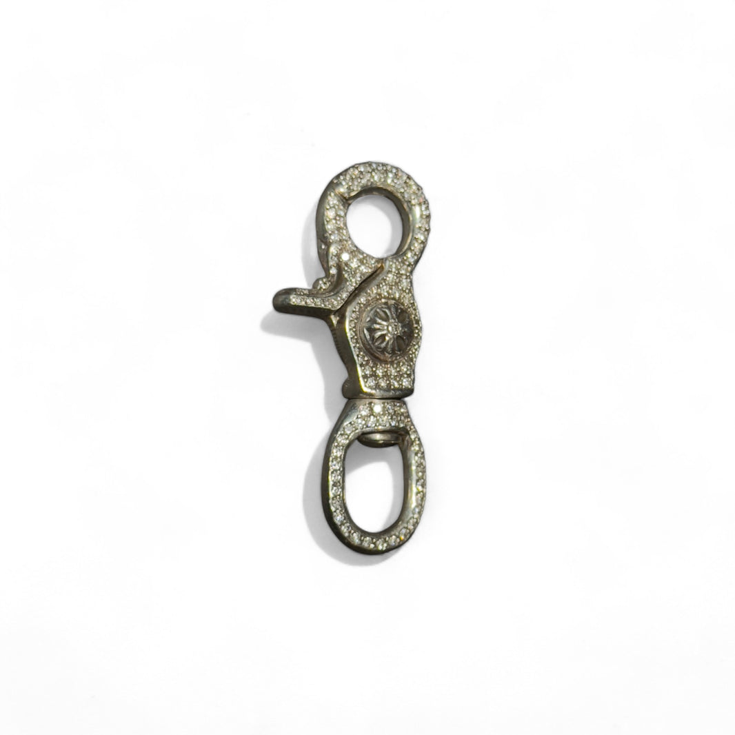 Chrome Hearts Diamond Pave Lobster Clasp Keychain Sterling Silver Hardware