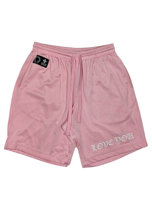 Chrome Hearts Pink Mesh "Love You" Basketball Shorts Authentic Shorts