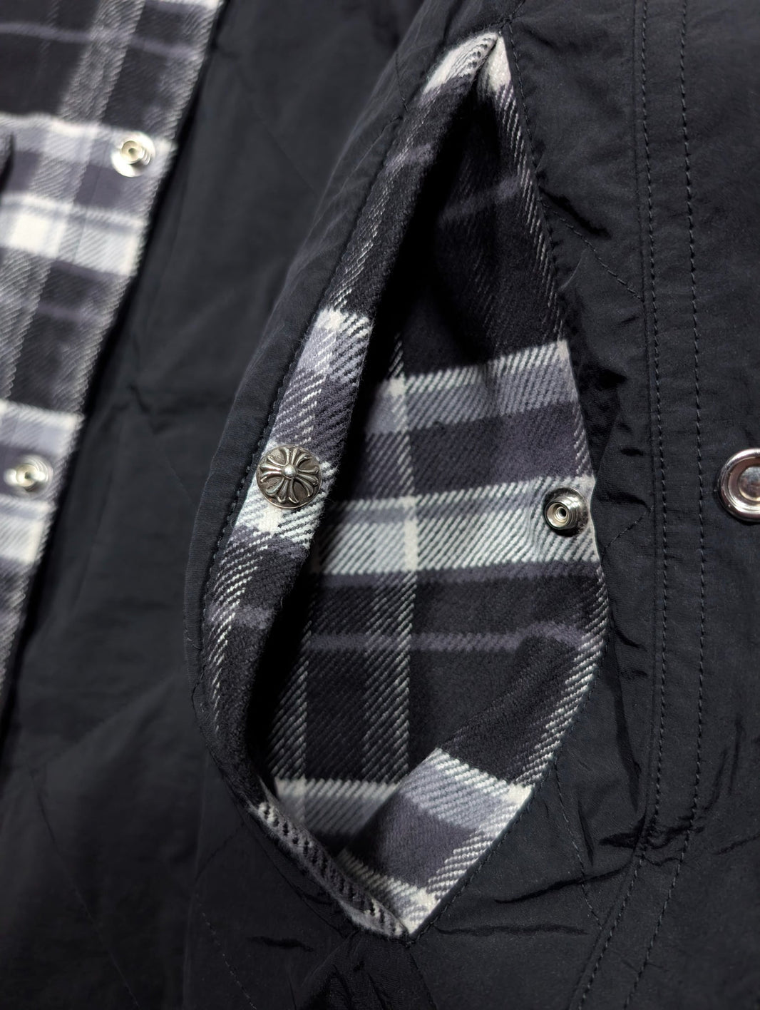 Chrome Hearts Work Dog Quilted Flannel Jacket Authenticated Designer